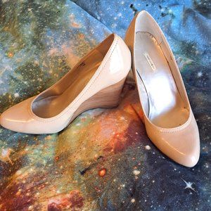 Max Studio cream patent wedge heels